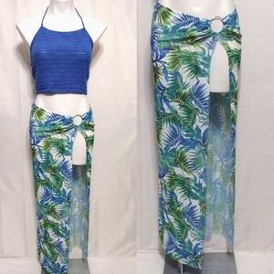 Kendall + Kylie Tropical Mesh Maxi Skirt Large Split Side Resort Beach Chic